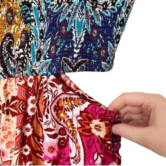 Anthropologie Multicoloured Print Patchwork Jumpsuit Flowy Pants Summer Cami - Picture 4 of 8